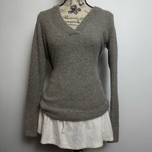Abercrombie & Fitch Gray V-Neck Pullover Sweater